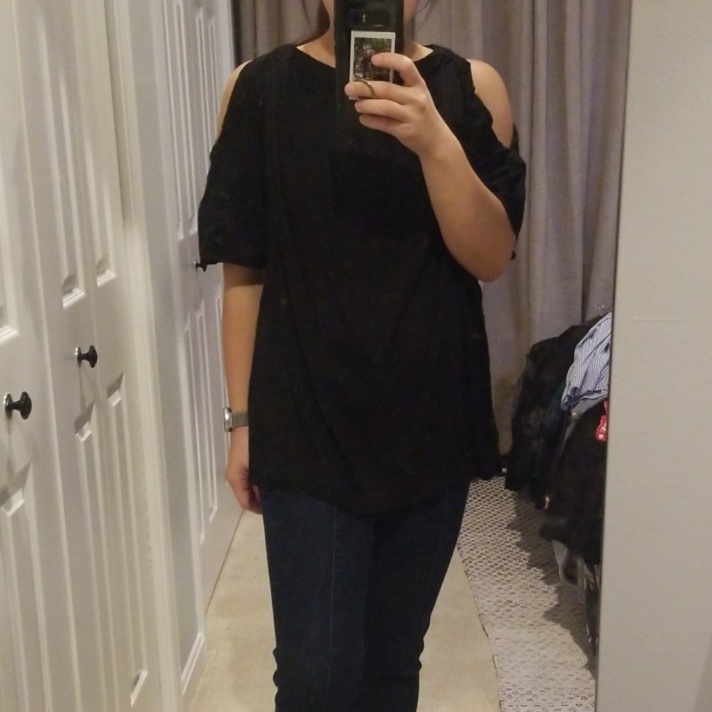 Black cold shoulder blouse